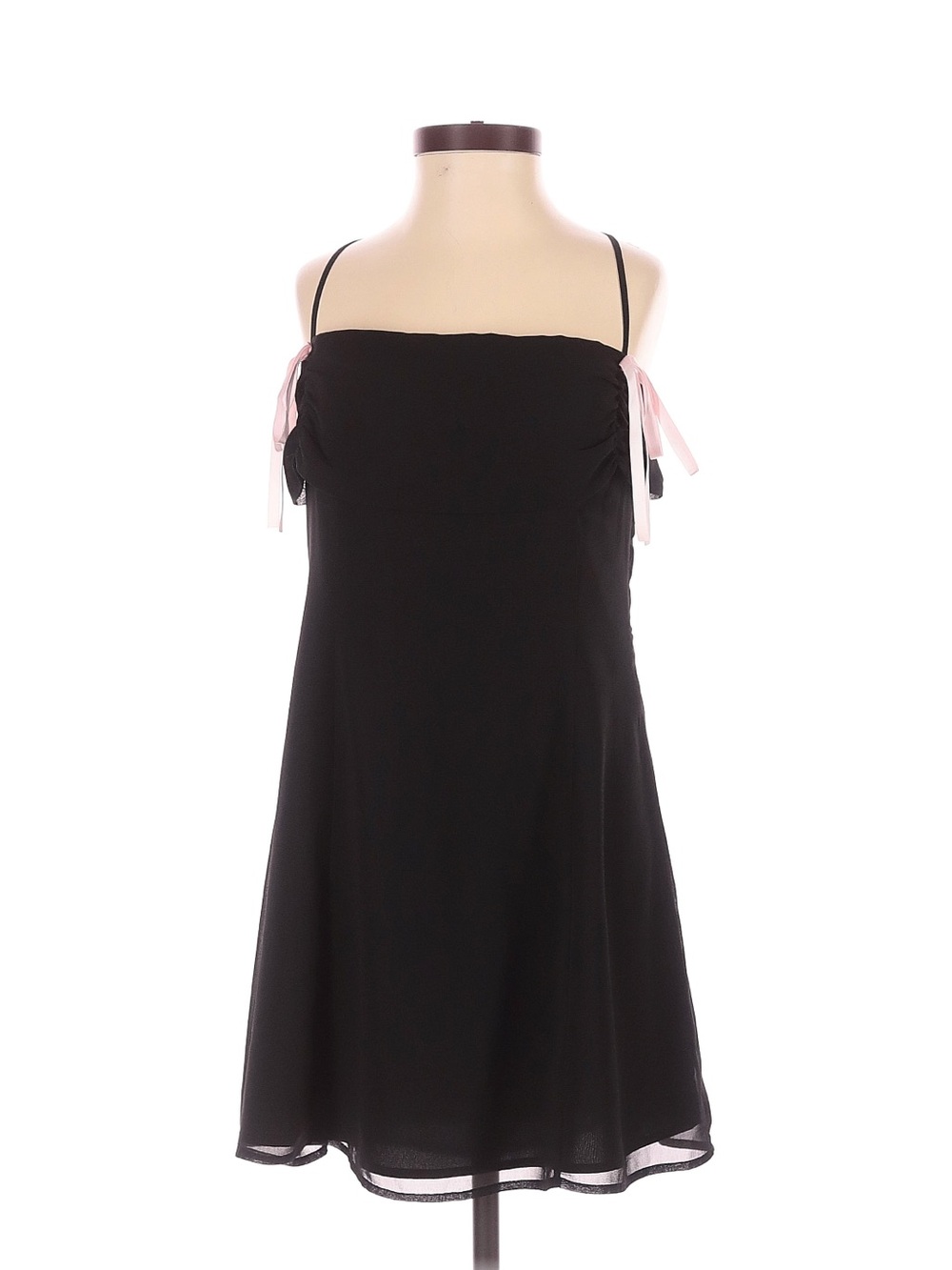 Black Mini Dress with Pink Shoulder Ties